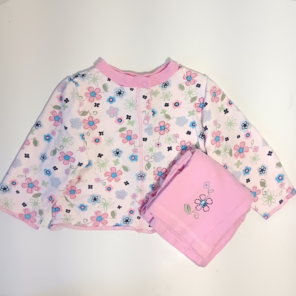 Girls' Vintage Pink Floral 2-Piece Outfit Size 24M